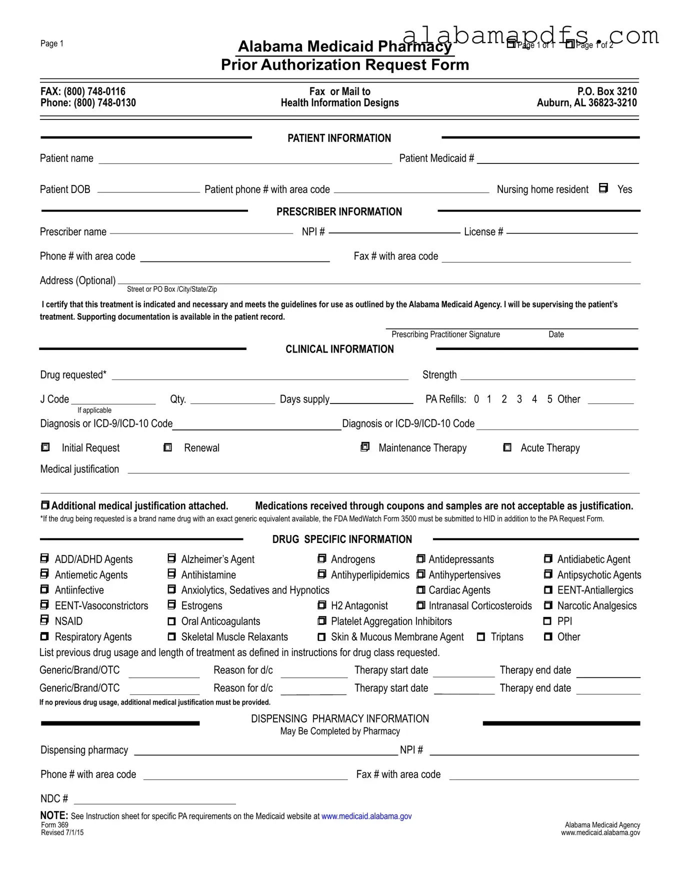 Alabama 369 Template