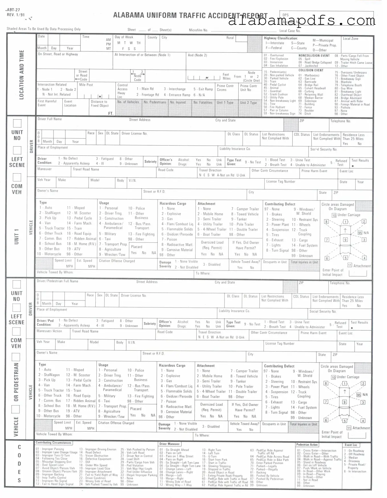 Alabama Uniform Traffic Report Template