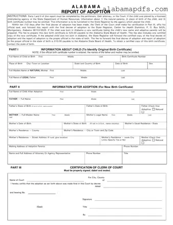 Alabama Adoption Report Template