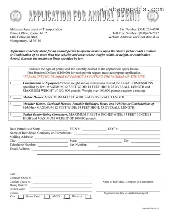 Alabama Annual Permit Template