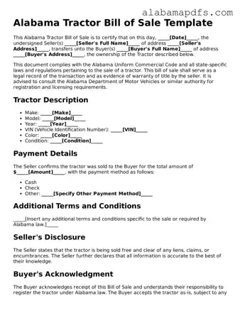 Official Alabama Tractor Bill of Sale Document