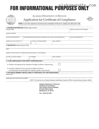 Alabama Certificate Of Compliance Template