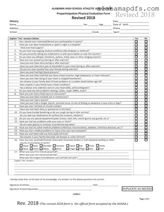 Alabama High School Physical Template
