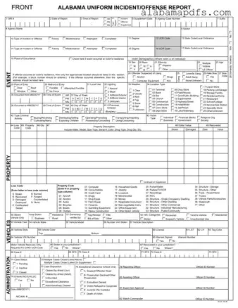 Alabama Incident Offense Report Template