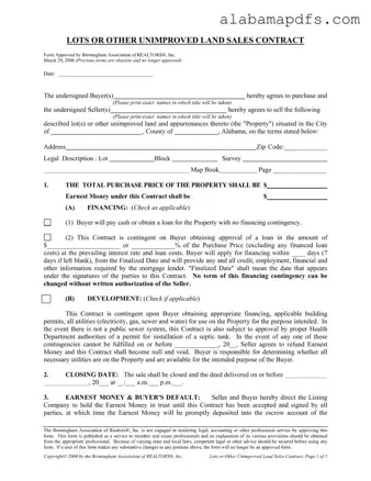 Alabama Land Sales Contract Template