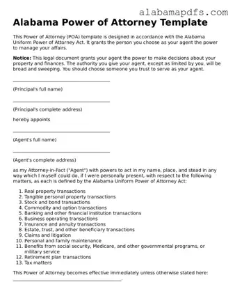 Official Alabama Power of Attorney Document