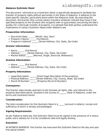 Official Alabama Quitclaim Deed Document