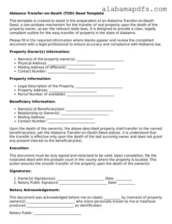 Official Alabama Transfer-on-Death Deed Document