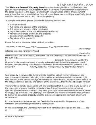 Official Alabama Deed Document
