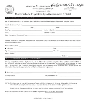 Alabama Vin Inspection Template