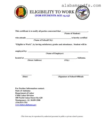 Eligibility Work Alabama Template