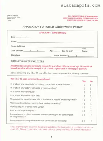 Work Permit Alabama Template
