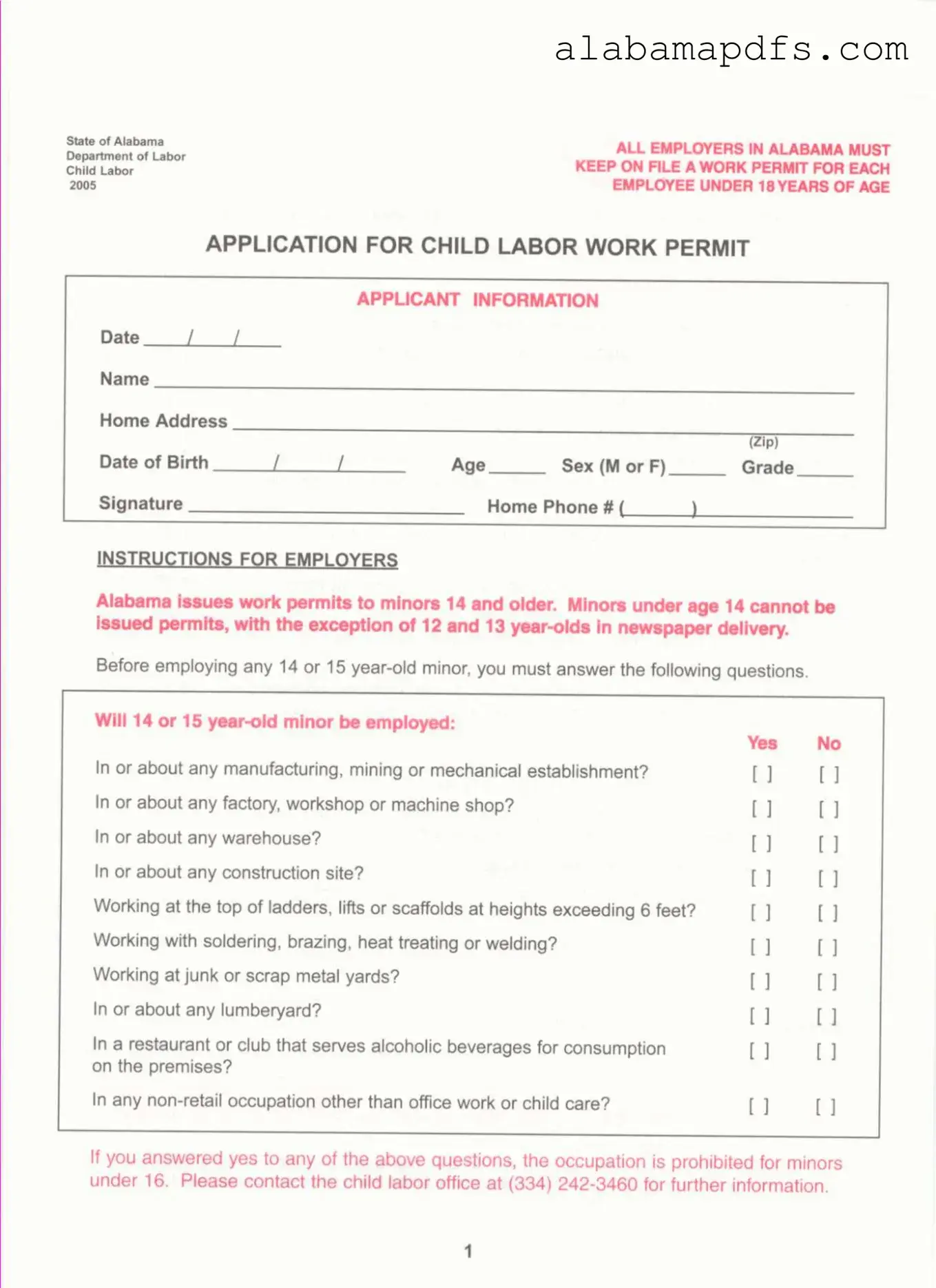 Work Permit Alabama Template